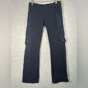 Prana women’s Black Cargo Pants adjustable leg low rise Breath Hiking outdoor 8